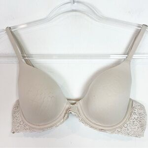 AERIE TAUPE REAL SUNNIE UNDERWIRE FULL COVERAGE BRA WITH STRETCH LACE WOMENS 32C